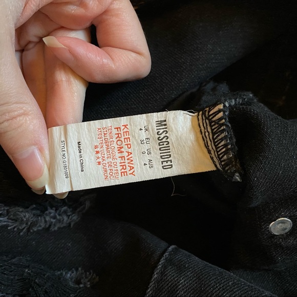 Missguided High Waisted Destroyed Mini Denim Skirt | Black | 0 - Picture 7 of 8